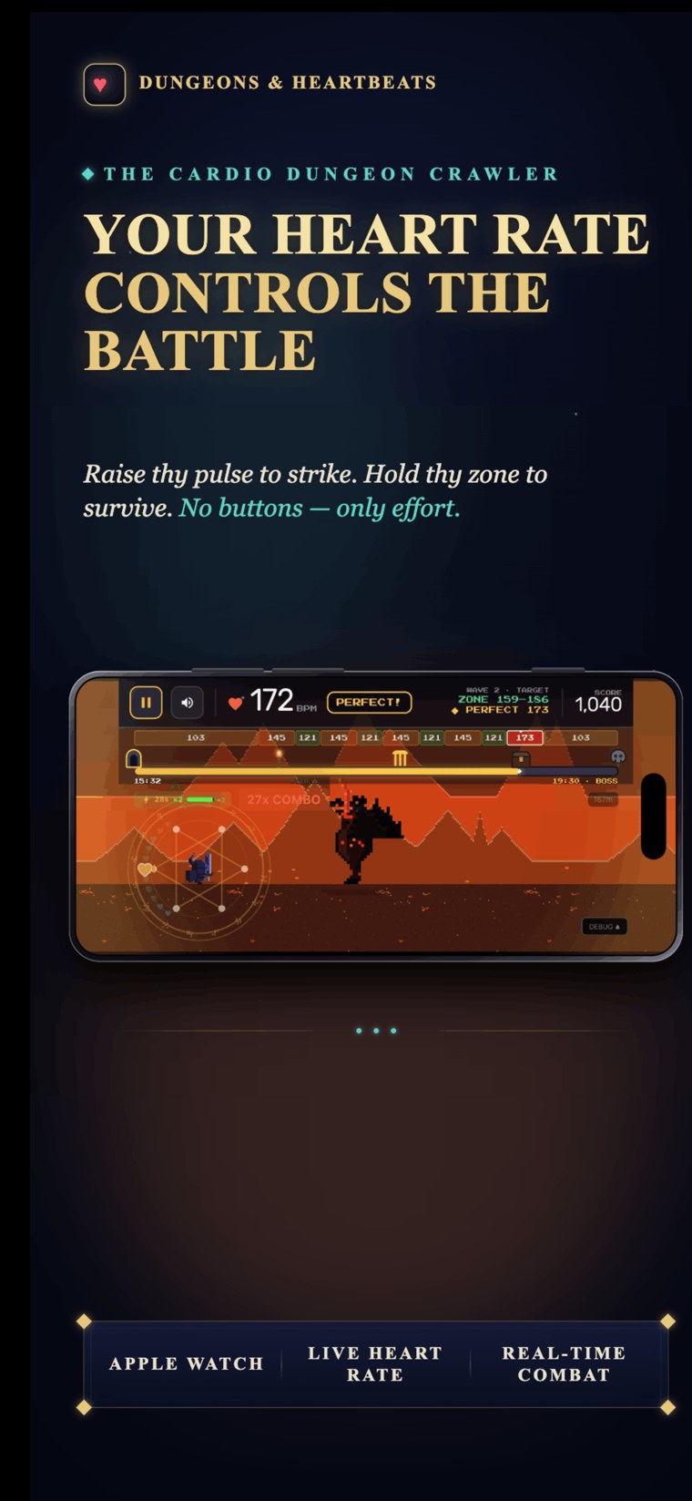 Hero screen: your heart rate controls the battle