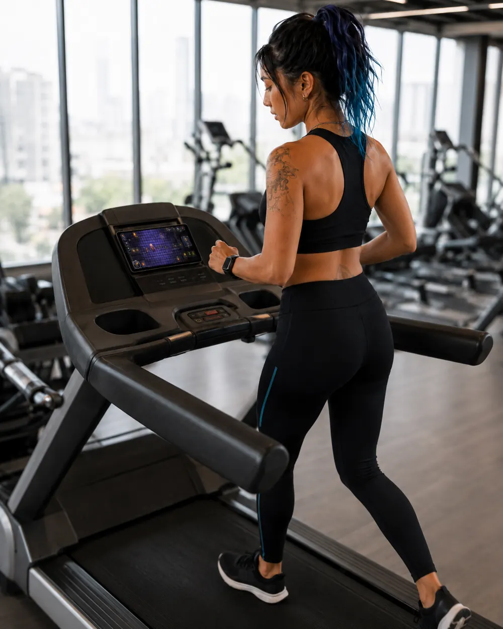 Running on a treadmill with the game on the console